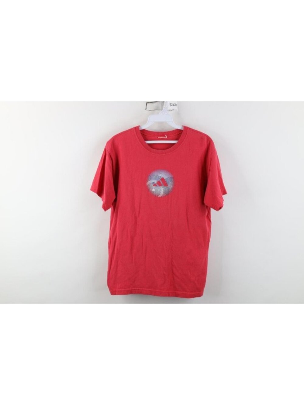 Vintage 90s Y2K Adidas Soccer Womens Medium Spell Out Center Logo T-Shirt Pink